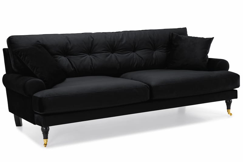 Andrew 3-seters Fløyelssofa - Svart - Møbler - Sofaer - Howard-sofaer