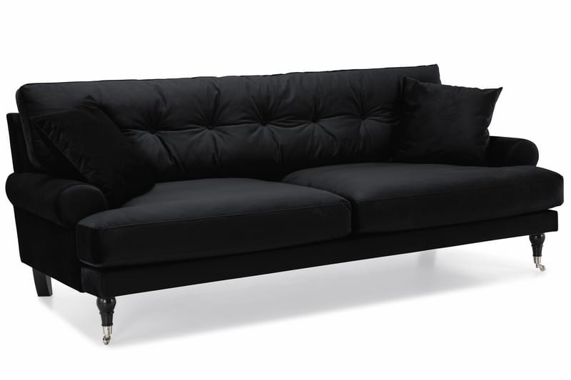 Andrew 3-seters Fløyelssofa - Svart - Møbler - Sofaer - Fløyelssofaer
