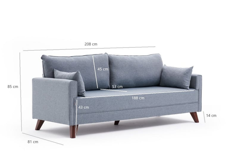 Antigua 3-seters Sofa - Blå/Brun - Møbler - Sofaer - 3 seter sofa