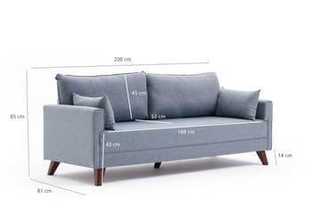 Antigua 3-seters Sofa - Blå/Natur - Møbler - Sofaer - 3 seter sofa