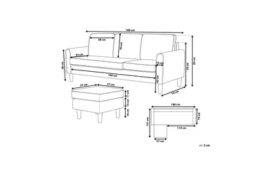 Avesta Sofa 2-4 Sete Med Fotskammel - Grå - Møbler - Sofaer - Sofaer med sjeselong - 3 seters sofa med divan