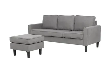 Avesta Sofa 2-4 Sete Med Fotskammel - Grå - Møbler - Sofaer - Sofaer med sjeselong - 3 seters sofa med divan