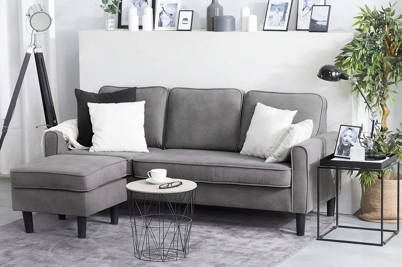 Avesta Sofa 2-4 Sete Med Fotskammel - Grå - Møbler - Sofaer - Sofaer med sjeselong - 3 seters sofa med divan