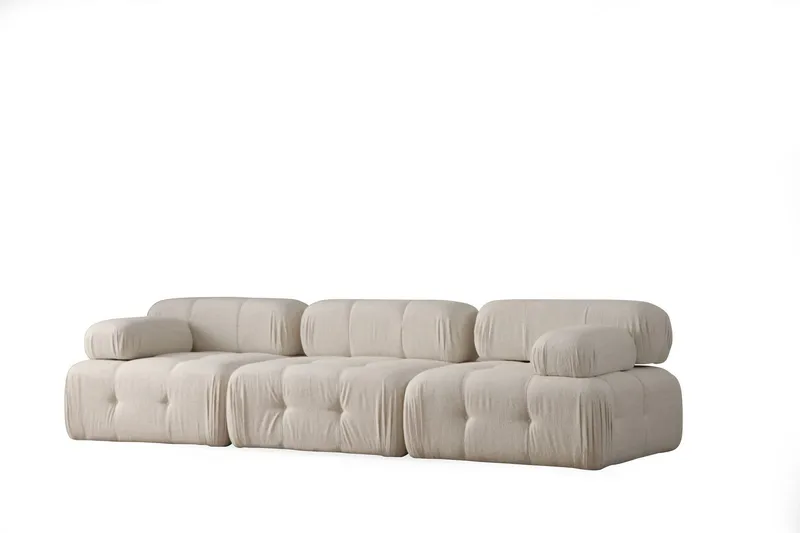Belgin Boblet Sofa 3-seters 315 cm bred - Lys beige / Beige - Møbler - Sofaer - Modulsofaer - Komplett modulsofa