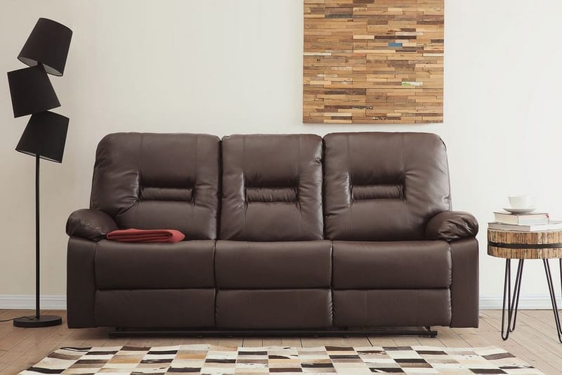 Bergen Sofa 3-seter - Brun - Møbler - Sofaer - Reclinersofaer - 3 seters kinosofa & reclinersofa