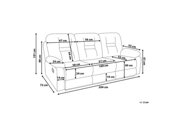 Bergen Sofa 3-seter - Brun - Møbler - Sofaer - Reclinersofaer - 3 seters kinosofa & reclinersofa