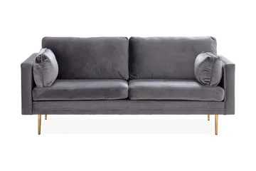 Bloom 3-seter Sofa i Fløyel med Metallben - Grå - Møbler - Sofaer - 3 seter sofa