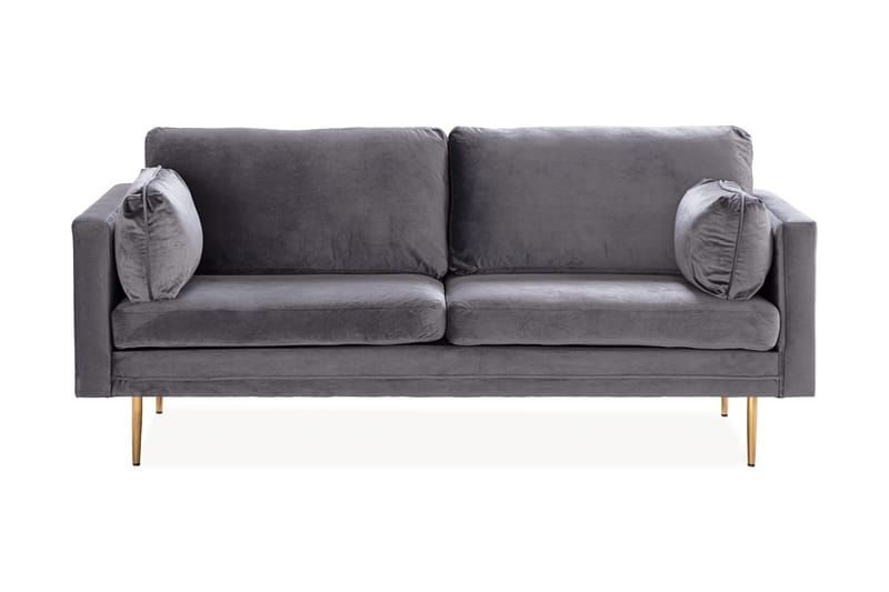 Bloom 3-seter Sofa i Fløyel med Metallben, Grå