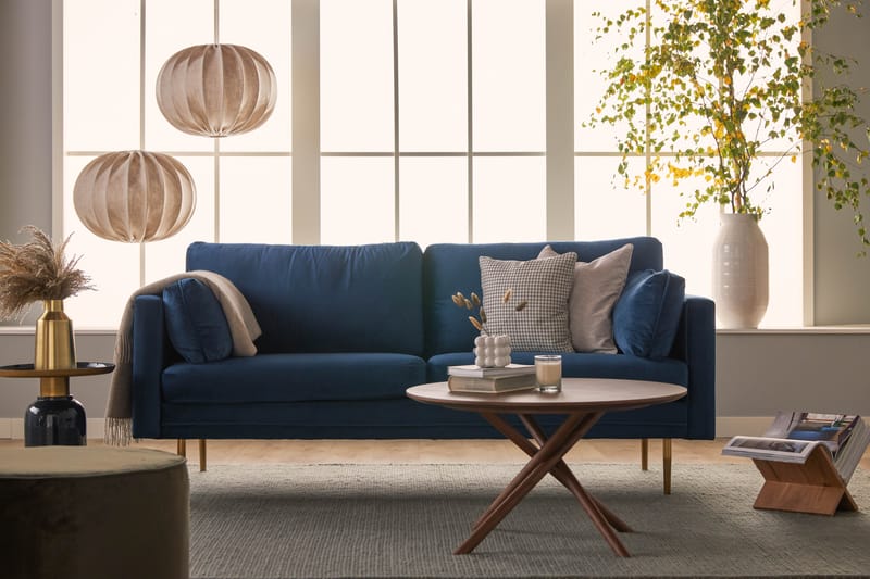 Bloom 3-seters Fløyelssofa - Blå - Møbler - Sofaer - 3 seter sofa