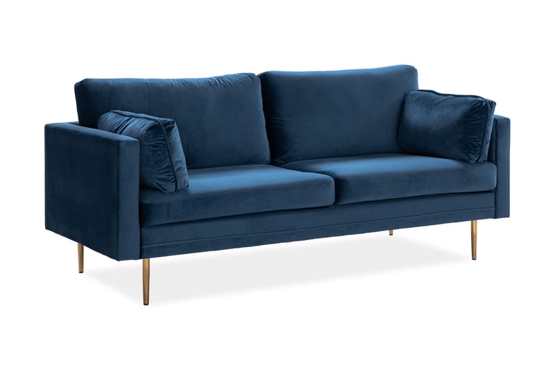 Bloom 3-seters Fløyelssofa - Blå - Møbler - Sofaer - 3 seter sofa