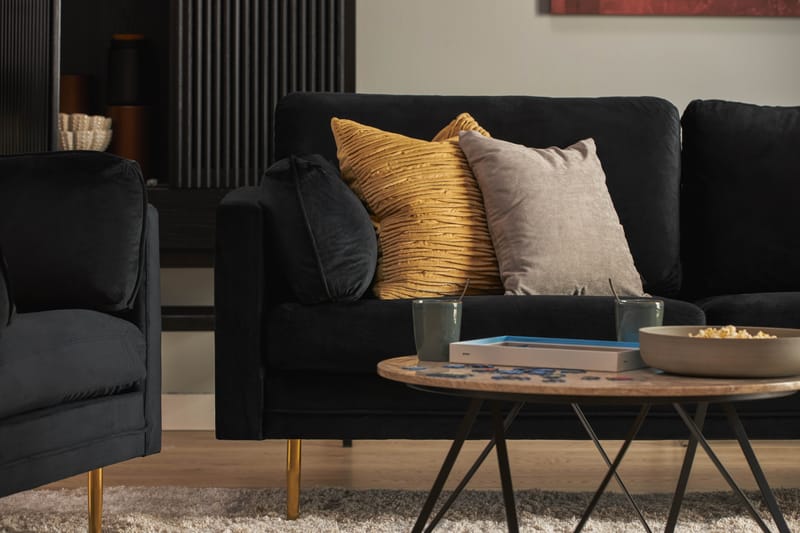 Bloom 3-seters Fløyelssofa - Svart - Møbler - Sofaer - 3 seter sofa