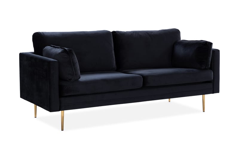 Bloom 3-seters Fløyelssofa - Svart - Møbler - Sofaer - 3 seter sofa