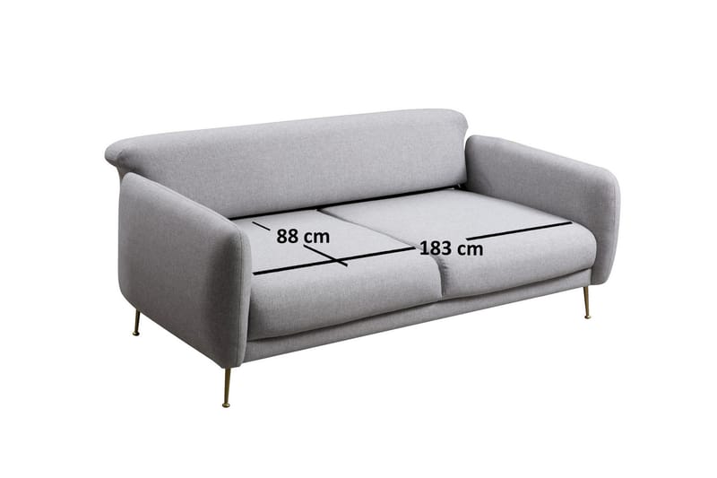 3-Seter Sofa Bourgue - Grå - 3 seter sofa