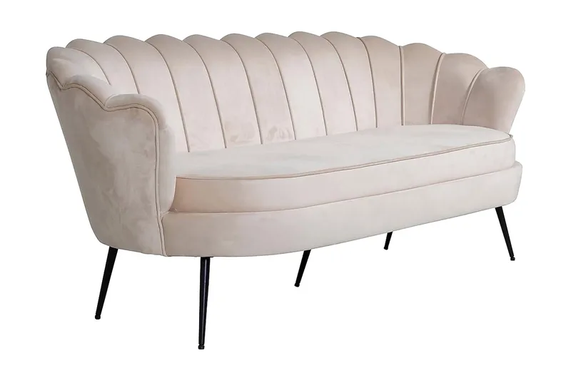 Calais 3-seter Snegleformet Fløyelssofa 181 cm - Beige - Møbler - Sofaer - 3 seter sofa