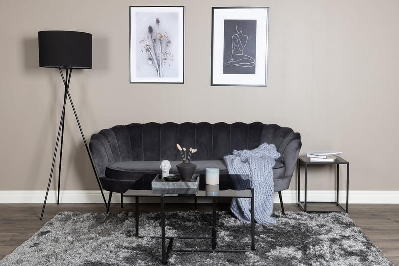 Calais 3-seter Snegleformet Fløyelssofa 181 cm - Grå - Møbler - Sofaer - 3 seter sofa