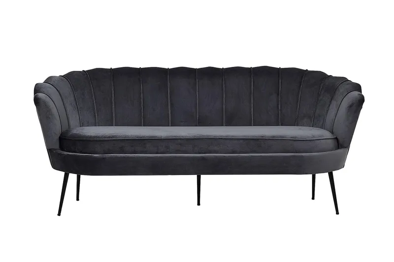 Calais 3-seter Snegleformet Fløyelssofa 181 cm, Grå