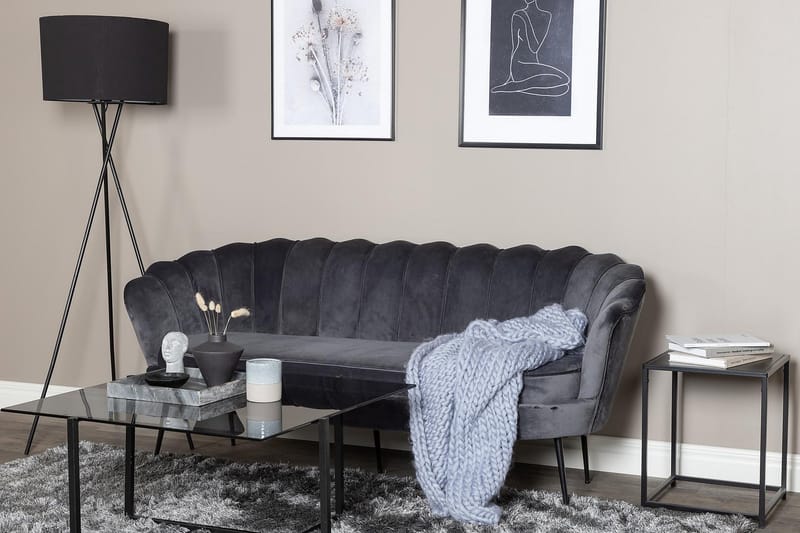 Calais 3-seter Snegleformet Fløyelssofa 181 cm - Grå - Møbler - Sofaer - 3 seter sofa