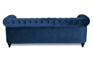 Chesterfield Lyx 3-seter Fløyelssofa – Dyp sofa - Blå - Møbler - Sofaer - 3 seter sofa