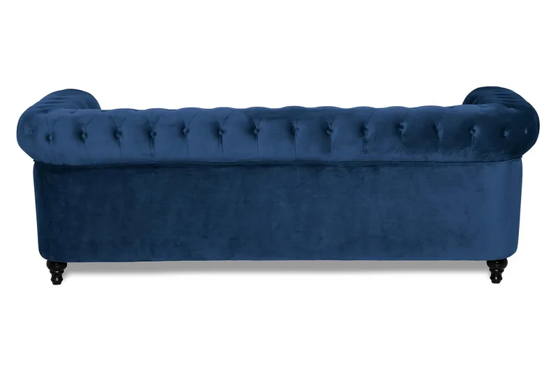 Chesterfield Lyx 3-seter Fløyelssofa – Dyp sofa - Blå - Møbler - Sofaer - 3 seter sofa