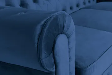 Chesterfield Lyx 3-seter Fløyelssofa – Dyp sofa - Blå - Møbler - Sofaer - 3 seter sofa