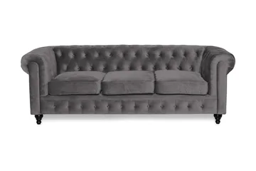 Chesterfield Lyx 3-seter Fløyelssofa – Dyp sofa