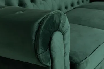 Chesterfield Lyx 3-seter Fløyelssofa – Dyp sofa - Mørkegrønn / Grønn - Møbler - Sofaer - 3 seter sofa