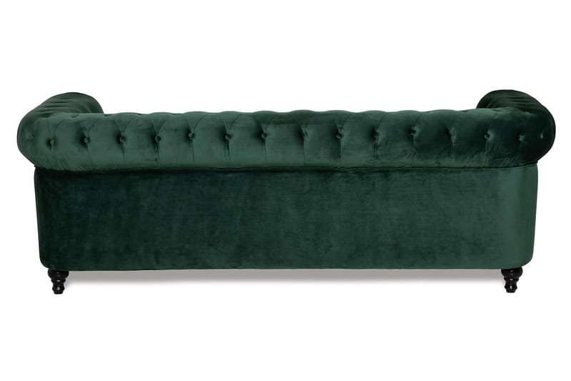 Chesterfield Lyx 3-seter Fløyelssofa – Dyp sofa - Mørkegrønn / Grønn - Møbler - Sofaer - 3 seter sofa