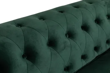 Chesterfield Lyx 3-seter Fløyelssofa – Dyp sofa - Mørkegrønn / Grønn - Møbler - Sofaer - 3 seter sofa