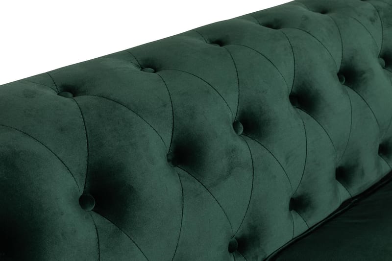 Chesterfield Lyx 3-seter Fløyelssofa – Dyp sofa - Mørkegr ønn / Grønn - Møbler - Sofaer - 3 seter sofa