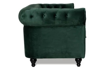 Chesterfield Lyx 3-seter Fløyelssofa – Dyp sofa - Mørkegrønn / Grønn - Møbler - Sofaer - 3 seter sofa