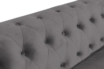 Chesterfield Lyx 3-seter Fløyelssofa – Dyp sofa - Mørkgrå / Grå - Møbler - Sofaer - 3 seter sofa