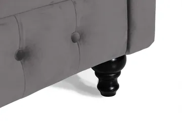 Chesterfield Lyx 3-seter Fløyelssofa – Dyp sofa - Mørkgrå / Grå - Møbler - Sofaer - 3 seter sofa