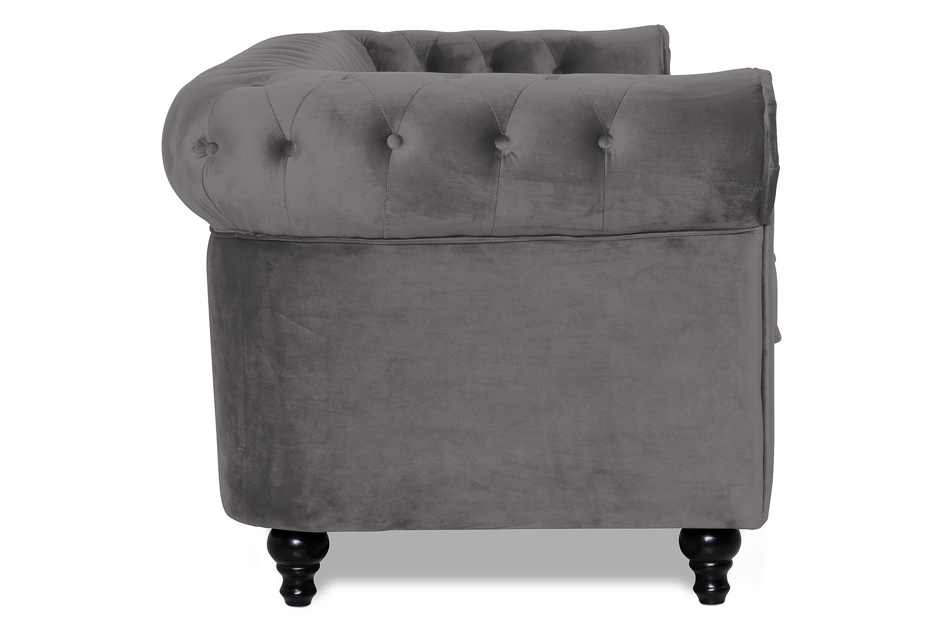 Chesterfield Lyx 3-seter Fløyelssofa – Dyp sofa - Mørkgrå - Møbler - Sofaer - 3 seter sofa