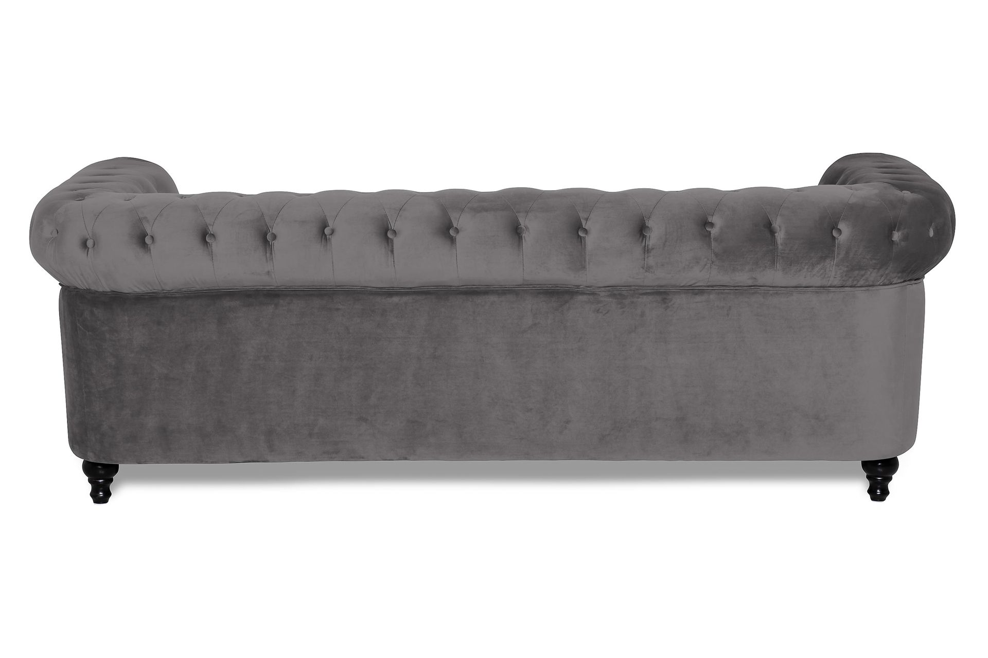 Chesterfield Lyx 3-seter Fløyelssofa – Dyp sofa - Mørkgrå - Møbler - Sofaer - 3 seter sofa