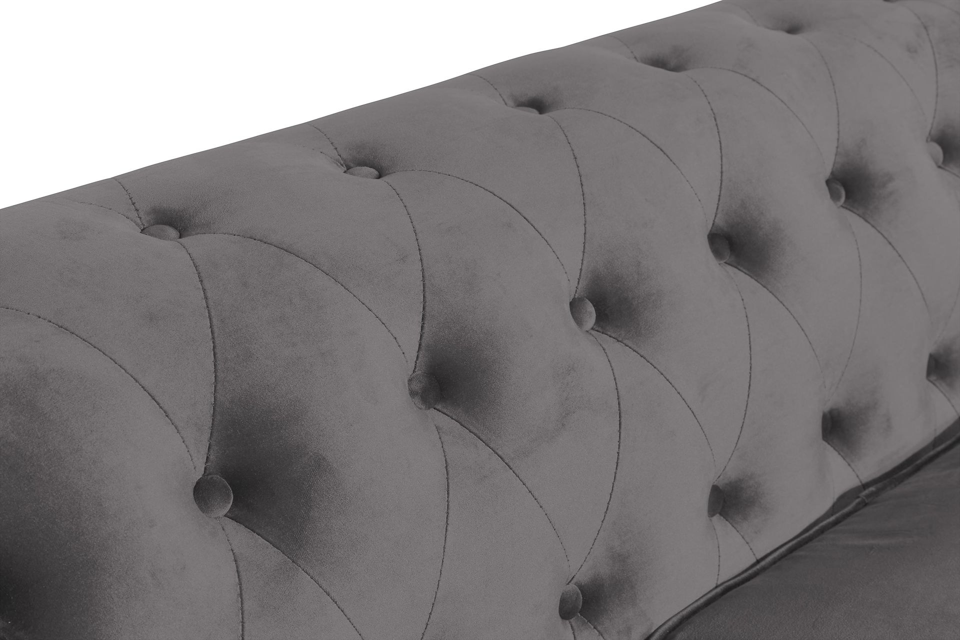 Chesterfield Lyx 3-seter Fløyelssofa – Dyp sofa - Mørkgrå - Møbler - Sofaer - 3 seter sofa