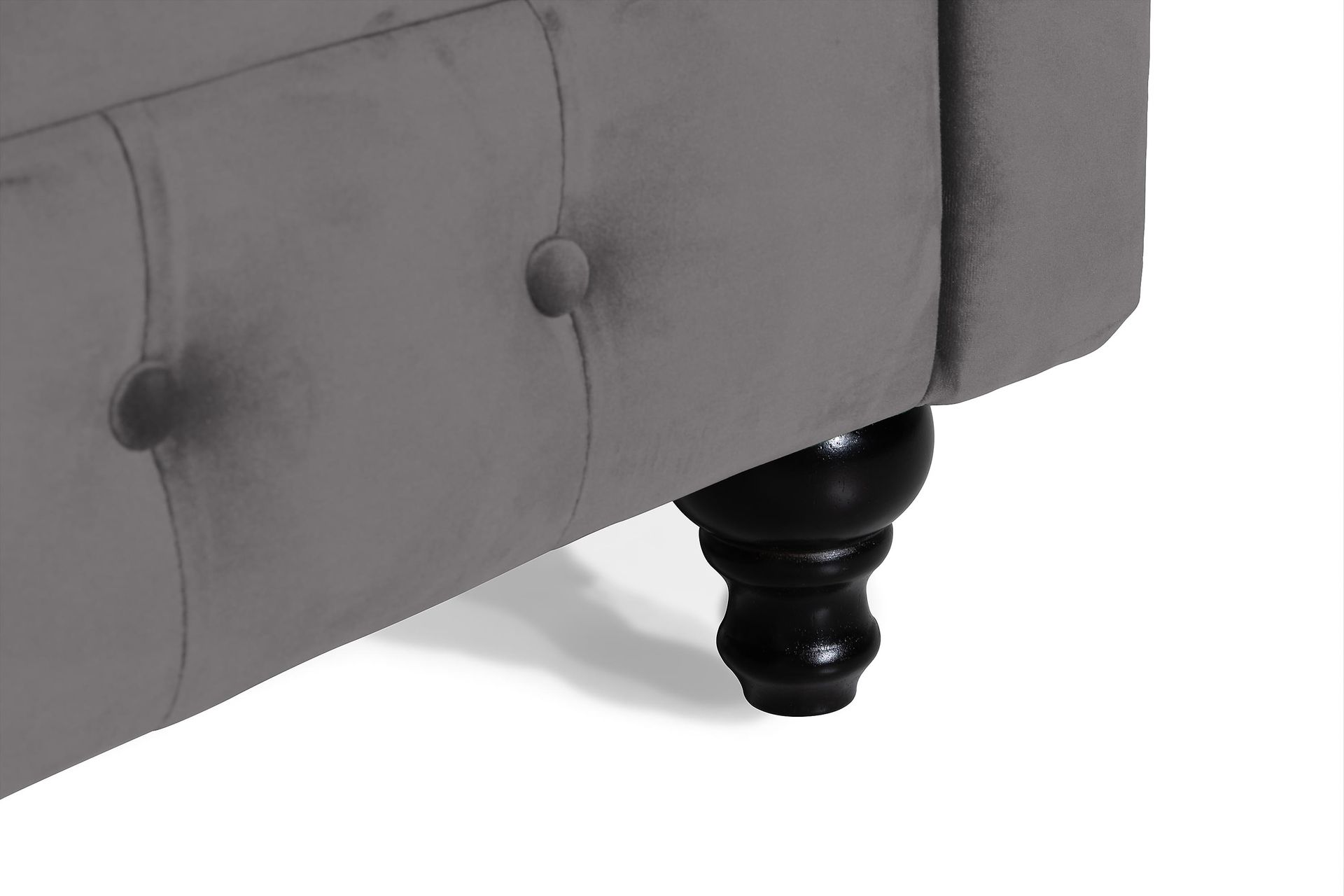 Chesterfield Lyx 3-seter Fløyelssofa – Dyp sofa - Mørkgrå - Møbler - Sofaer - 3 seter sofa