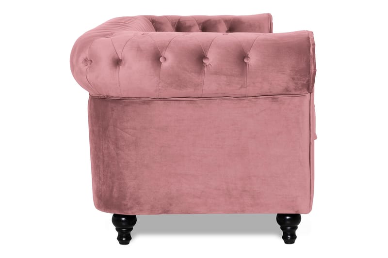 Chesterfield Lyx Fløyelssofa 3-seter - Rostrosa - Møbler - Sofaer - 3 seter sofa