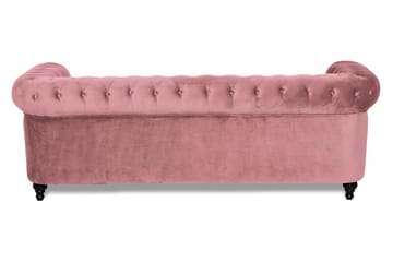 Chesterfield Lyx Fløyelssofa 3-seter - Rostrosa - Møbler - Sofaer - 3 seter sofa