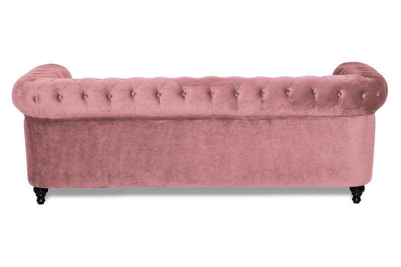 Chesterfield Lyx Fløyelssofa 3-seter - Rostrosa - Møbler - Sofaer - 3 seter sofa