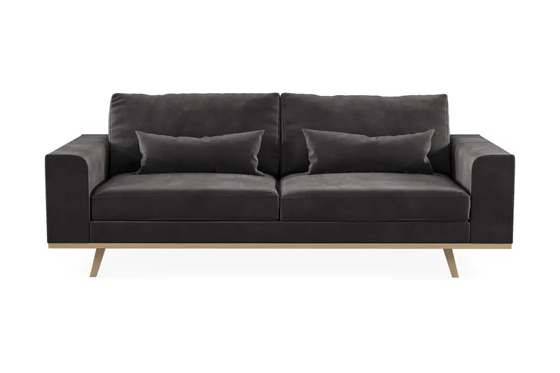 Copenhagen 3-seters Fløyelssofa - Mørk grå - Møbler - Sofaer - 3 seter sofa
