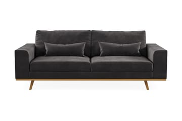 Copenhagen 3-seters Fløyelssofa - Mørk grå - Møbler - Sofaer - 3 seter sofa