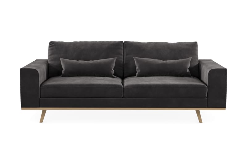 Copenhagen 3-seters Fløyelssofa - Mørk grå - Møbler - Sofaer - 3 seter sofa