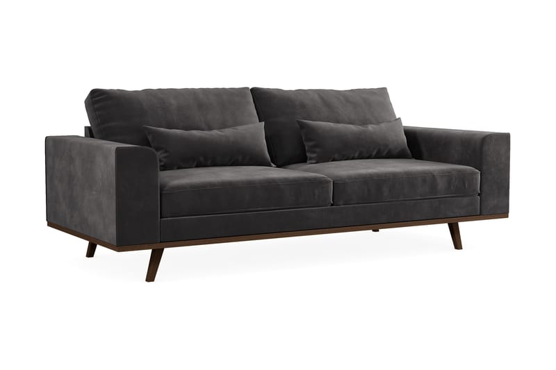 Copenhagen 3-seters Fløyelssofa - Mørk grå - Møbler - Sofaer - 3 seter sofa