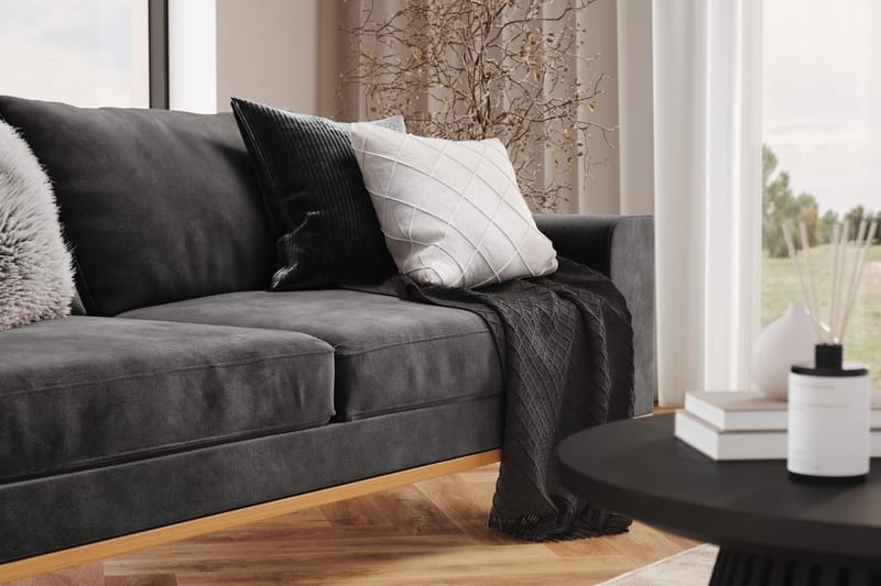 Copenhagen 3-seters Fløyelssofa - Mørk grå - Møbler - Sofaer - 3 seter sofa