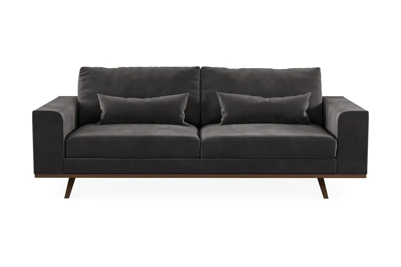 Copenhagen 3-seters Fløyelssofa - Mørk grå - Møbler - Sofaer - 3 seter sofa