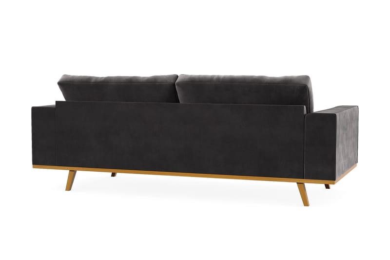 Copenhagen 3-seters Fløyelssofa - Mørk grå - Møbler - Sofaer - 3 seter sofa