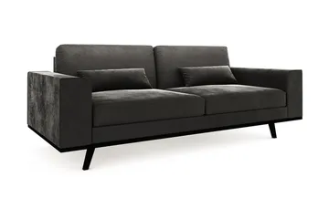 Copenhagen 3-seters Fløyelssofa - Mørk grå - Møbler - Sofaer - 3 seter sofa