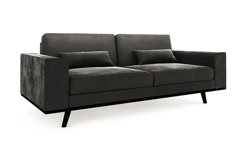 Copenhagen 3-seters Fløyelssofa - Mørk grå - Møbler - Sofaer - 3 seter sofa