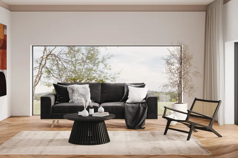 Copenhagen 3-seters Fløyelssofa - Mørk grå - Møbler - Sofaer - 3 seter sofa