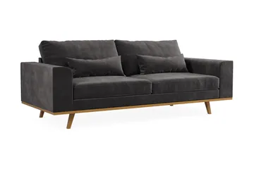 Copenhagen 3-seters Fløyelssofa - Mørk grå - Møbler - Sofaer - 3 seter sofa
